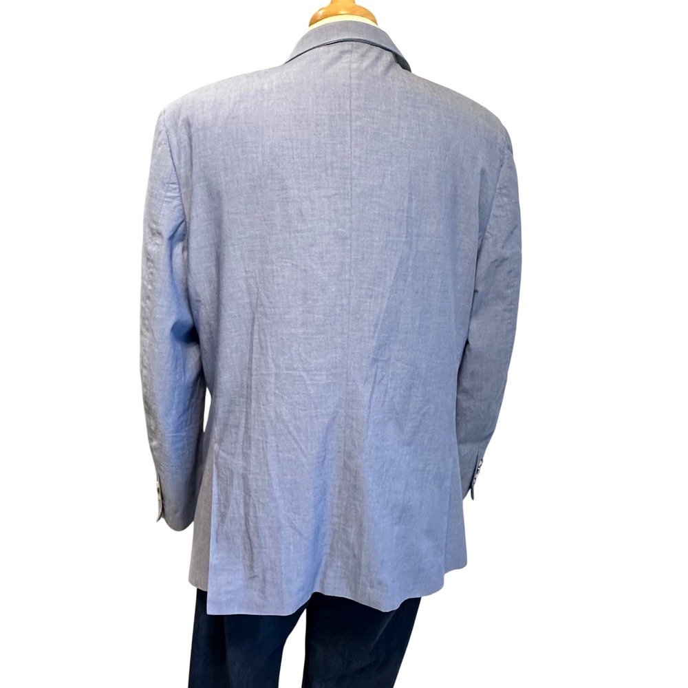 Alan Flusser lightweight cotton Sport Coat 44L Blue Excellent 2-Button Blazer - Picture 5 of 8